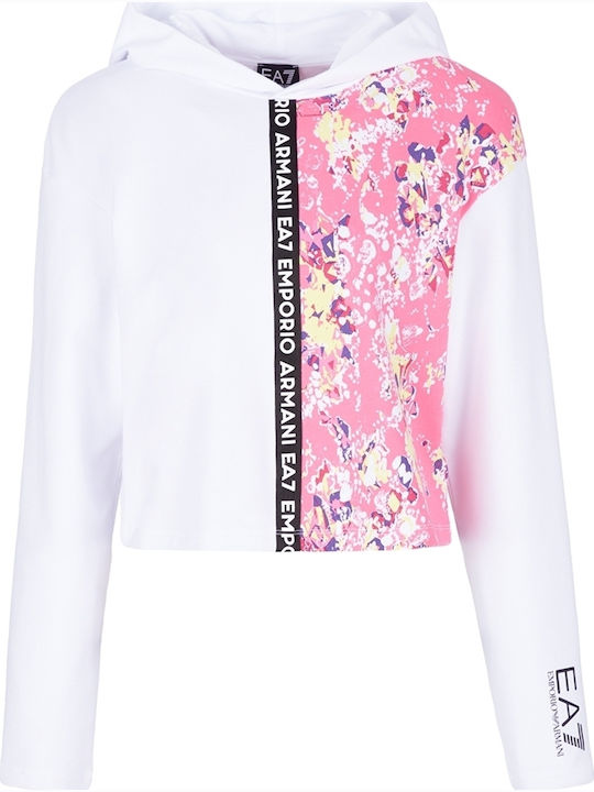 Cropped Women's Sweatshirt Hooded White