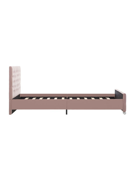 Doppelbett Mit Stoff Rosa Für Die Matratze 120x200cm