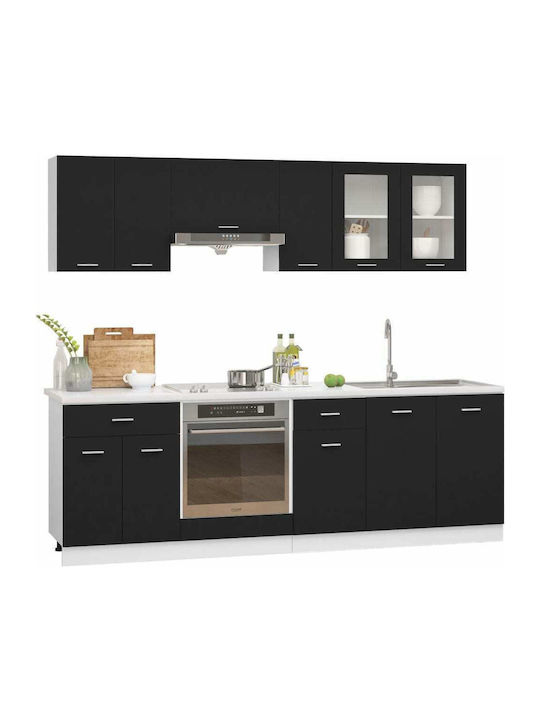 Floor / Wall Kitchen Cabinets Set Μαύρο L240xW46cm