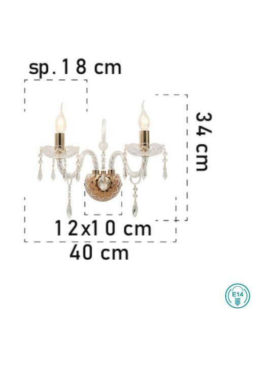 Fan Europe Monalisa-AP2 Lamp Wall Honey 40x18cm