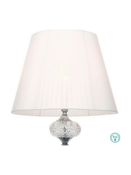 Fan Europe Incanto-LG1 Κρυστάλλινο Vintage Πορτατίφ για Ντουί E14 με Λευκό Καπέλο και Διάφανη Βάση