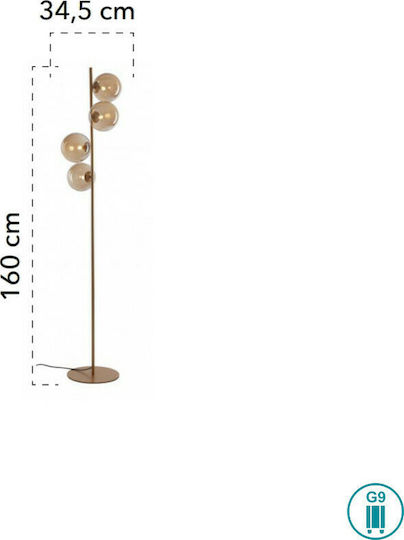 Fan Europe Honey-PT4 Floor Lamp H160xW34.5cm. with Socket for Bulb G9 Honey