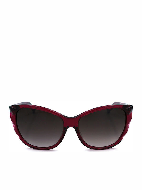 Swarovski Women's Sunglasses with Burgundy Plastic Frame and Black Gradient Lens SW117 69F
