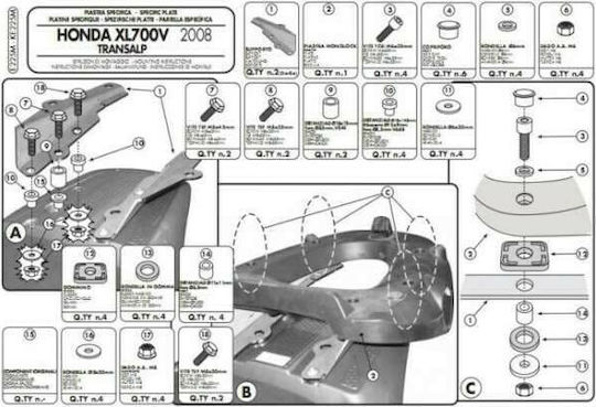 Givi Βάση Βαλίτσας για Honda Transalp 700 / Transalp / XL 700V Transalp Honda XL 700V Transalp '08-'13