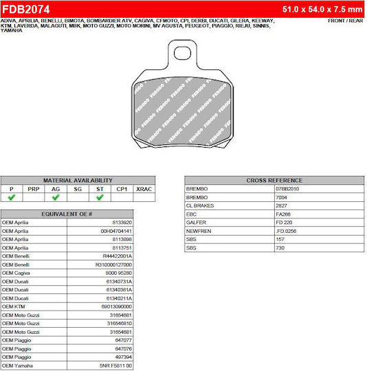 Ferodo Motorcycle Brake Pads Eco Friction Beverly Cruiser 500 07-12/ Beverly 500 02-06 for Aprilia RSV4 / Caponord Ducati Cruiser / Multistrada / Hypermotard Gilera Nexus Keeway Cruiser Piaggio X8 / X9 125 / Beverly 400 / Beverly 500