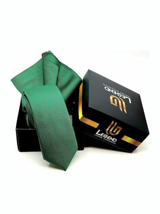 Legend Accessories Herren Krawatten Set Synthetisch,Polyester/Cotton/Leather Monochrom Emerald
