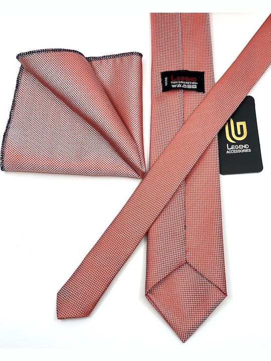 Legend Accessories Set de Cravată pentru Bărbați Sintetic Monocromie Somon