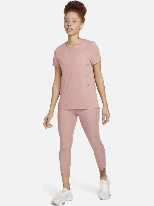Dri-Fit Fast Run Division Running Γυναικείο Cropped Κολάν Ροζ