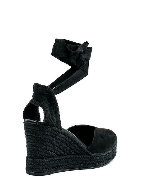 Women's Suede Platform Espadrilles Black