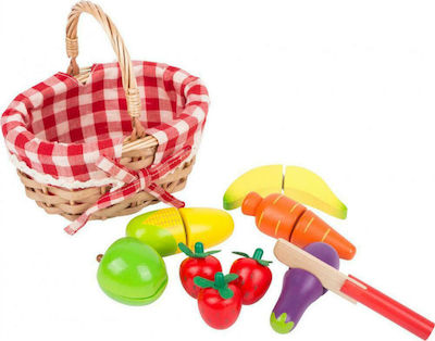 Small Foot Fruits & Vegetables Toy Καλάθι Πικνίκ Με Φρούτα Και Λαχανικά made of Wood 15pcs