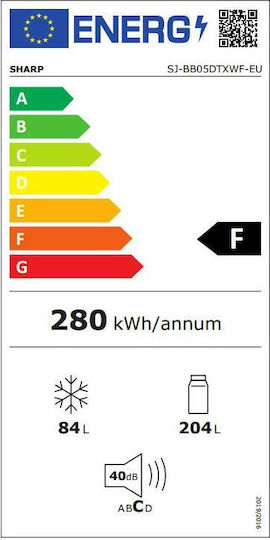 Sharp Ψυγειοκαταψύκτης 288lt Υ180xΠ54xΒ59.5εκ. Λευκός SJ-BB05DTXWF