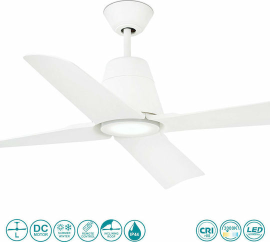 Faro Barcelona Typhoon M IP44 Ceiling Fan 130cm with Light Fixture White
