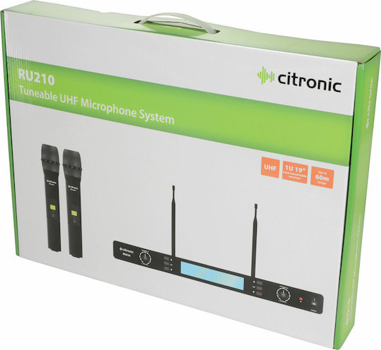 Citronic RU210-H Set Wireless Δυναμικό Microphone Handmade for Vocals Dual UHF Handheld Microphone System