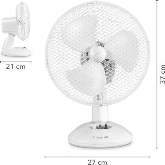 Trotec TVE 9 Tischgerät Ventilator 30W Lüfterdurchmesser 23cm Weiß