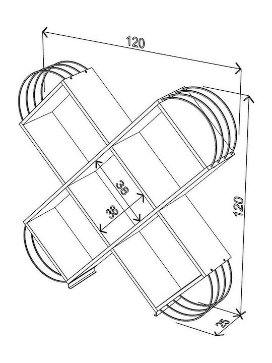 Βιβλιοθήκη Case Λευκό / Χρώμιο 120x25x120εκ.