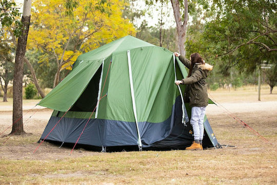 OZtrail Fast Frame 4 Automatic Camping Tent Cabin Green with Double Cloth 3 Seasons for 4 People 240x220x195cm