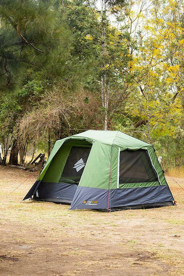 OZtrail Fast Frame 6 Automatic Camping Tent Cabin Green with Double Cloth 3 Seasons for 6 People 300x280x195cm