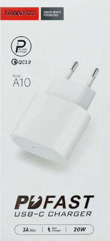 Tranyoo Φορτιστής Χωρίς Καλώδιο με Θύρα USB-C 20W Power Delivery Λευκός (A10)