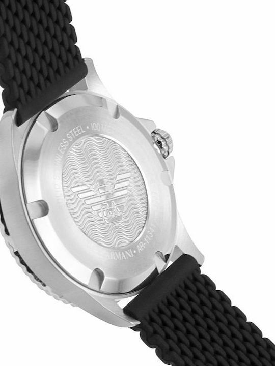 Emporio Armani Diver Ανδρικό Ρολόι 43mm Μπαταρίας με Μαύρο Καουτσούκ Λουράκι