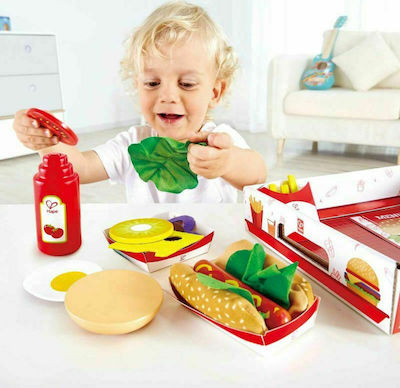 Hape Cooking Toy / Kitchen Utensils Fast Food made of Wood for 3+ Years Old 10,0 cm. 8pcs