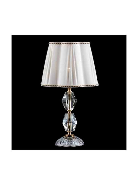 Ondaluce Brigida Crystal Table Lamp for Socket E14 with White Shade and Transparent Base