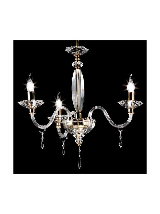 Ondaluce Chandelier Candlestick 3xE14 Gold LP.FIAMMA/3