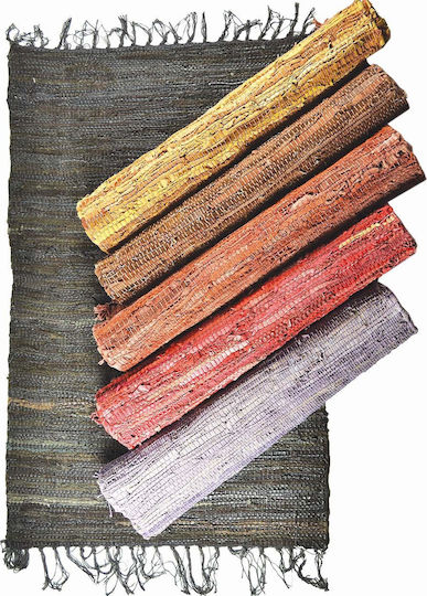 Sidirela Rug Fireplace Rectangular Leather with Fringes Unfired Black