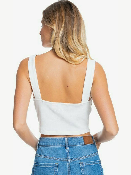 Roxy Spring Getaway Top de Damă de Vară Crop fără Mâneci Alb