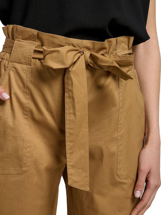 Pantaloni Dama Piele Maro High Rise