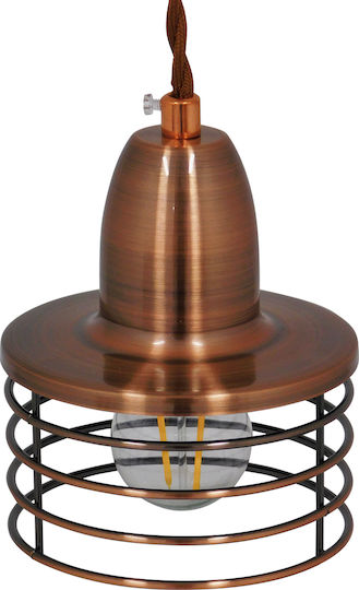 GloboStar Manhattan Κρεμαστό Φωτιστικό Χάλκινο με Ντουί E27 11x11x14εκ.