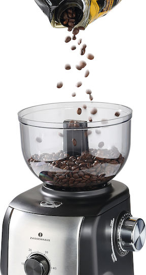 Zassenhaus Arabica Electric Coffee Grinder Electric Coffee Grinder 110W with Grain Capacity 450g and 16 Grind Levels Black
