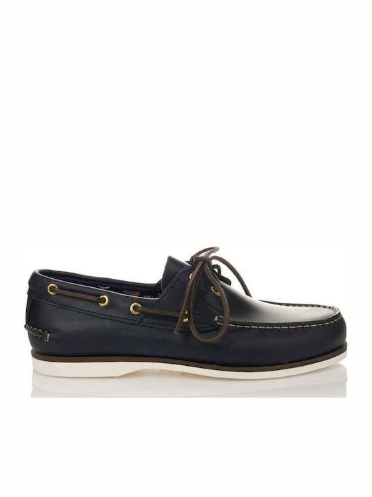 Sea and City C4 Men's Leather Boat Shoes Blue