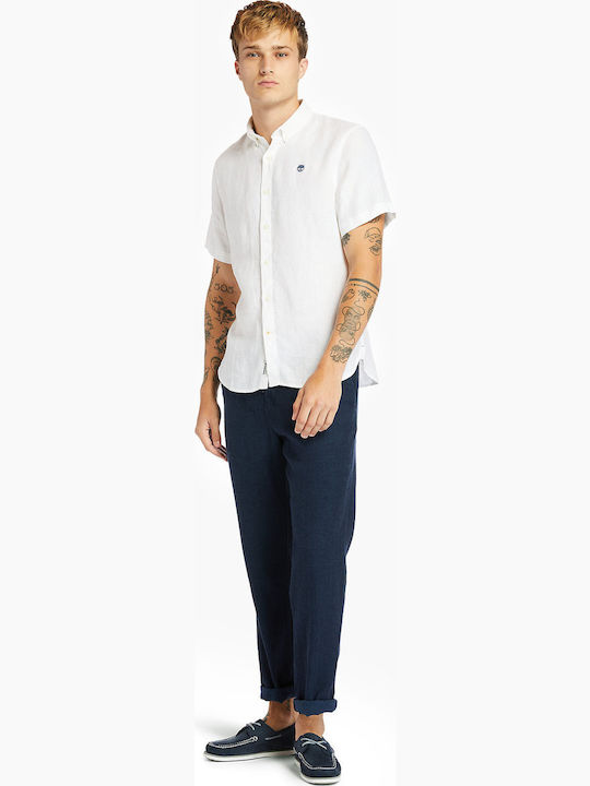 Mill River Short-sleeved Linen Shirt White