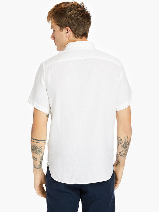 Timberland Men's Shirt Short Sleeve Linen White