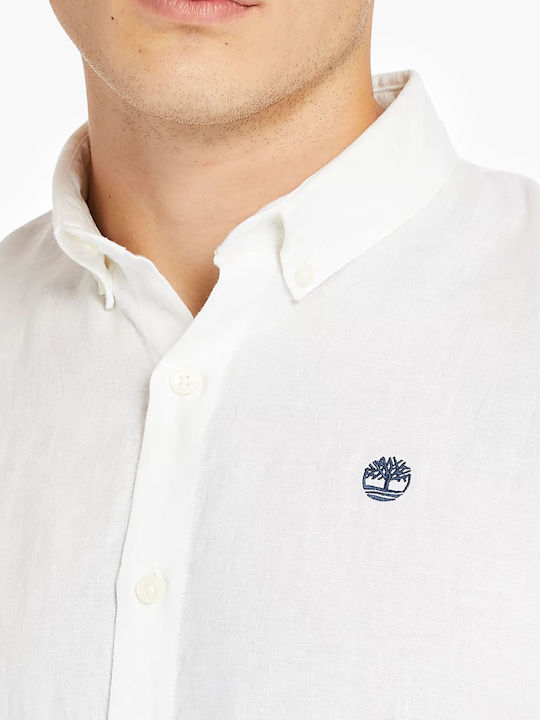 Mill River Short-sleeved Linen Shirt White