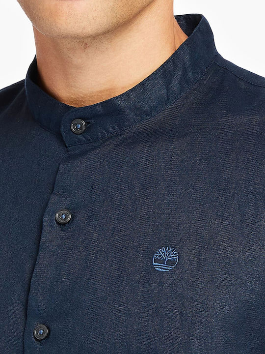 Mill Long-sleeved Linen Shirt Navy Blue