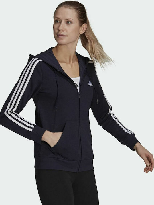 Essentials 3-Stripes Women's Sweatshirt Jacket Hooded Legend Ink