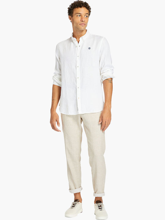 Mill Long-sleeved Linen Shirt White