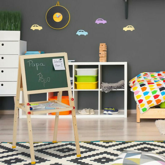 Relaxdays Tablă Markerboard / Tablă Neagră Față și Spate Tablă de Scris pentru Copii și Suporturi pentru Desenat 34x24cm