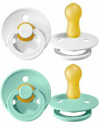 Bibs Pacifiers Rubber Colour White / Mint for 0-6 months 2pcs