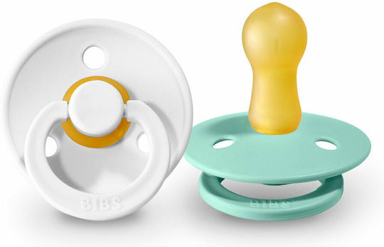 Bibs Colour Pacifiers Rubber White / Mint for 0-6 months 2pcs