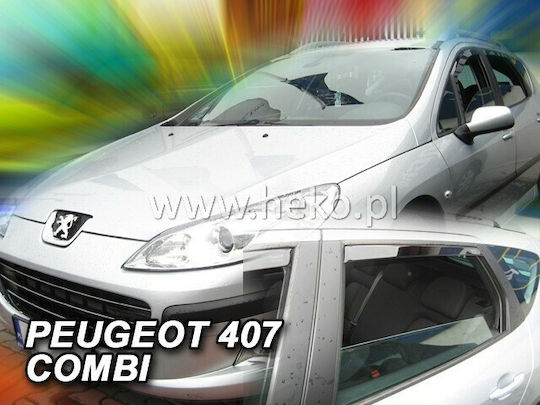 Heko Set of Windbreakers Front and Rear Car Dark Fime for Peugeot 407 4pcs