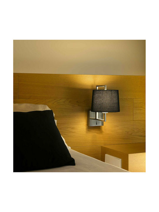 Faro Barcelona Modern Lamp Wall with Socket E27 and Switch Black 19x17.6cm