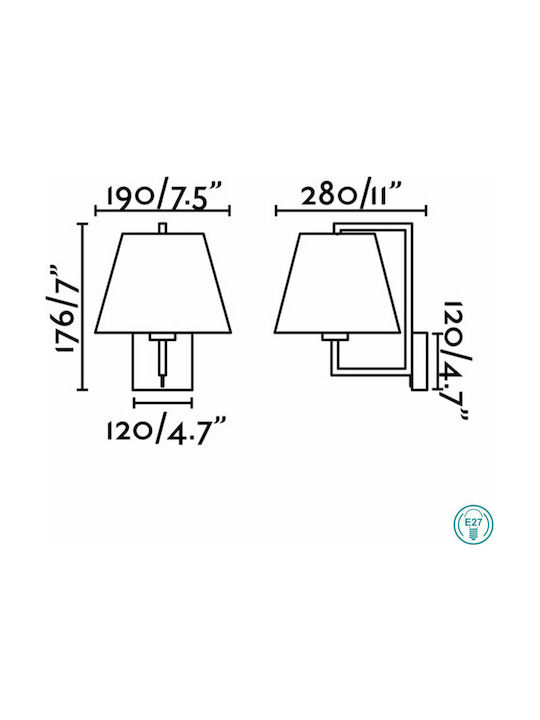 Faro Barcelona Modern Lamp Wall with Socket E27 and Switch Gold 19x17.6cm