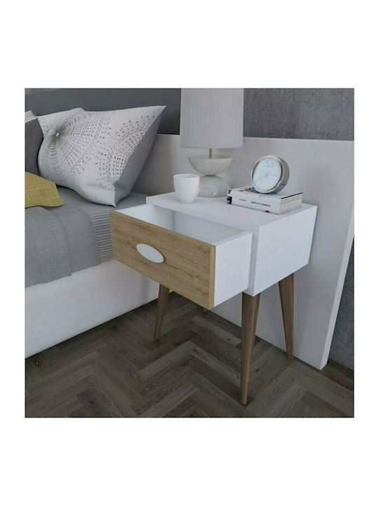 Bedside Table Laber Wooden Walnut White Sonoma 45x30x57.5cm