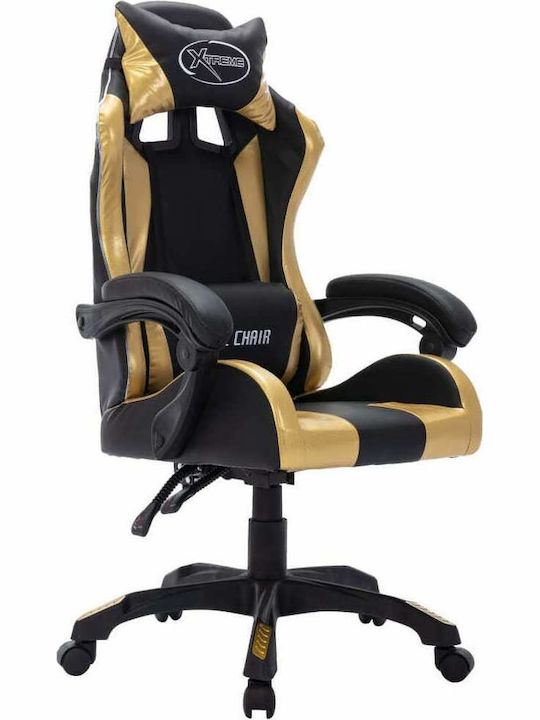 vidaXL 287998 Scaun Gaming Din piele ecologică cu Brațe Reglabile și Iluminare RGB Auriu/negru