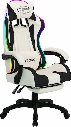 vidaXL 288015 Gaming Chair with RGB Lighting and Footrest Black/White