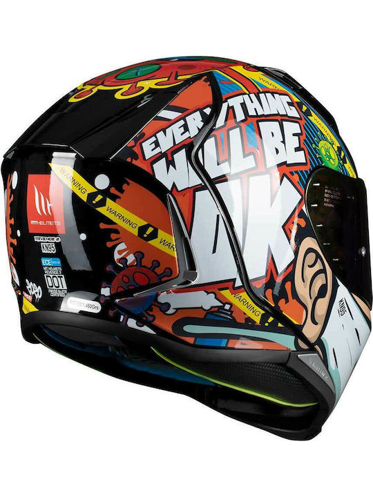 MT Revenge 2 KN95 Gloss Pearl Black Motorcycle Helmet Full Face DOT / ECE 22.05 1450gr