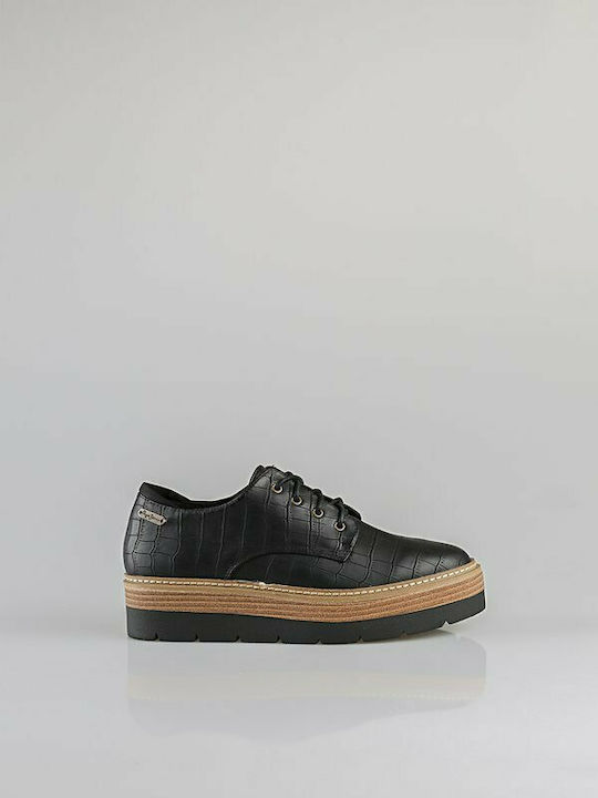 Pepe Jeans Luton Bass Leder Damen Oxfords in Schwarz Farbe