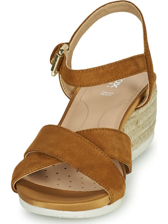 D Ischia Corda C Anatomic Women's Leather Ankle Strap Platforms Brown D02HHC 00022 C2021